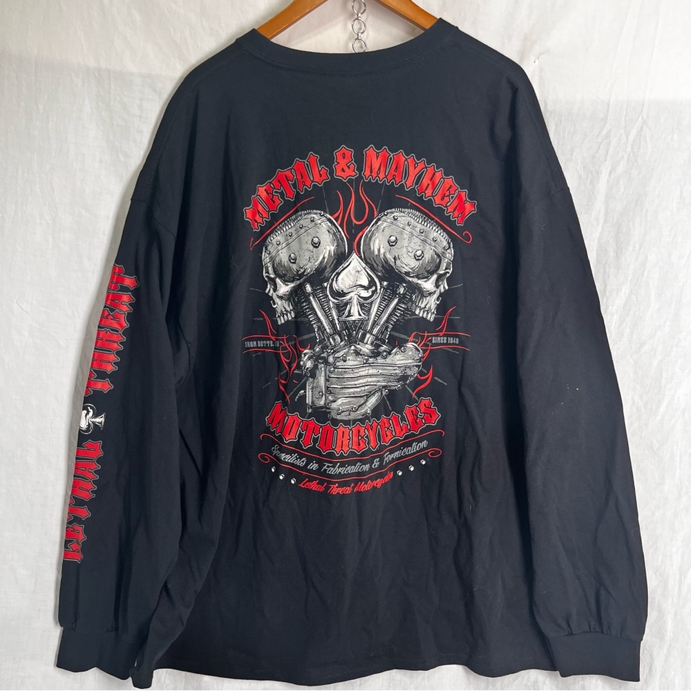Lethal Threat Metal Mayhem Motorcycle Engine Let It Ride Printed Work T Shirt 3X